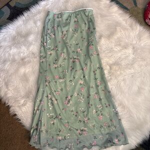 SHEIN Mint Floral Maxi Skirt